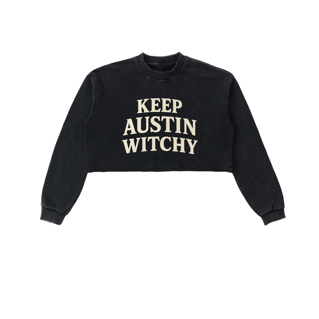 Keep Austin Witchy Cropped Crewneck (Large Logo, Multiple Colors)